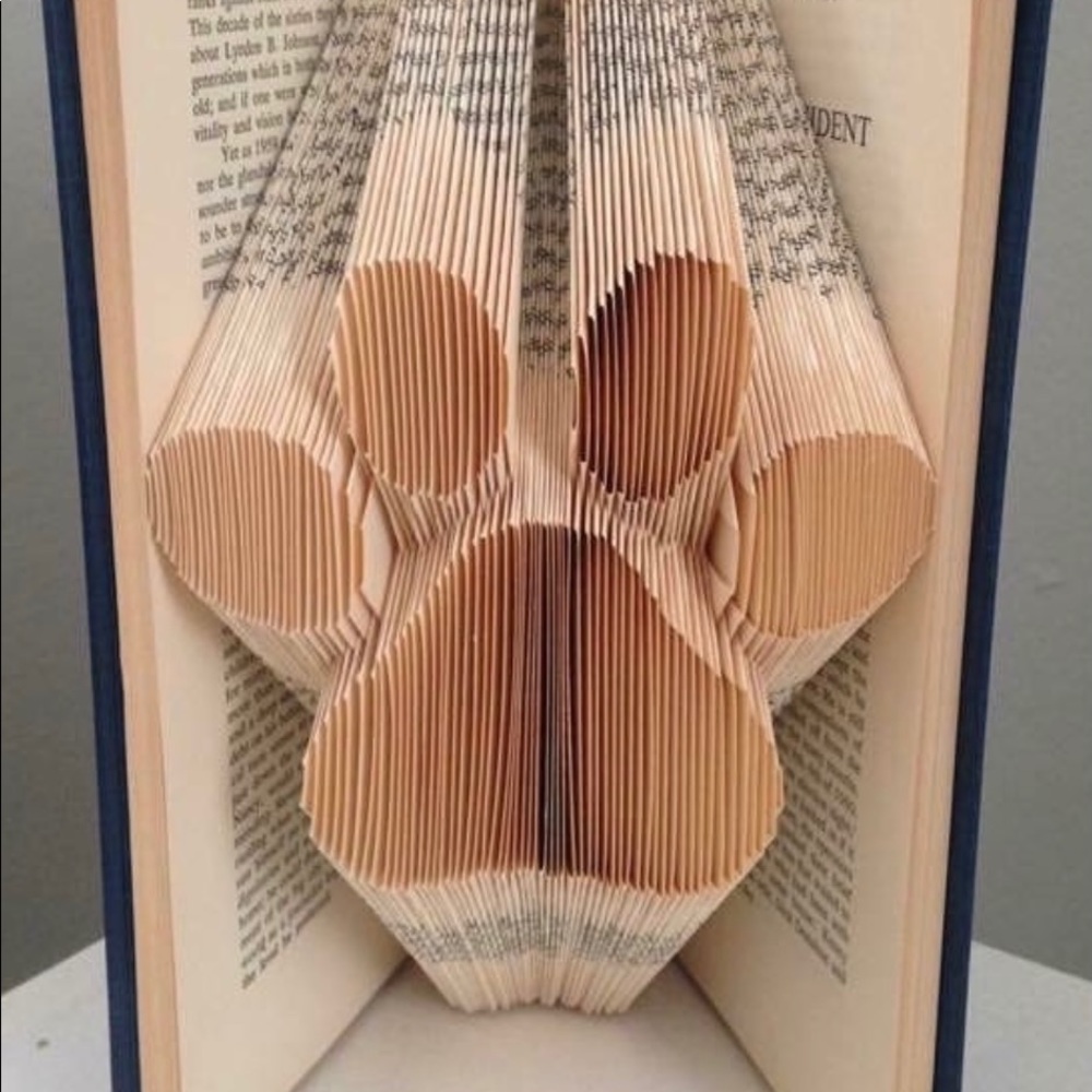 Handmade folded paw print book art - Picture 1 of 1